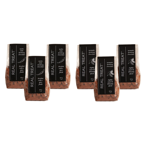 3 packages of Ancho chile drinking chocolate and 3 packages of aromatic drinking chocolate