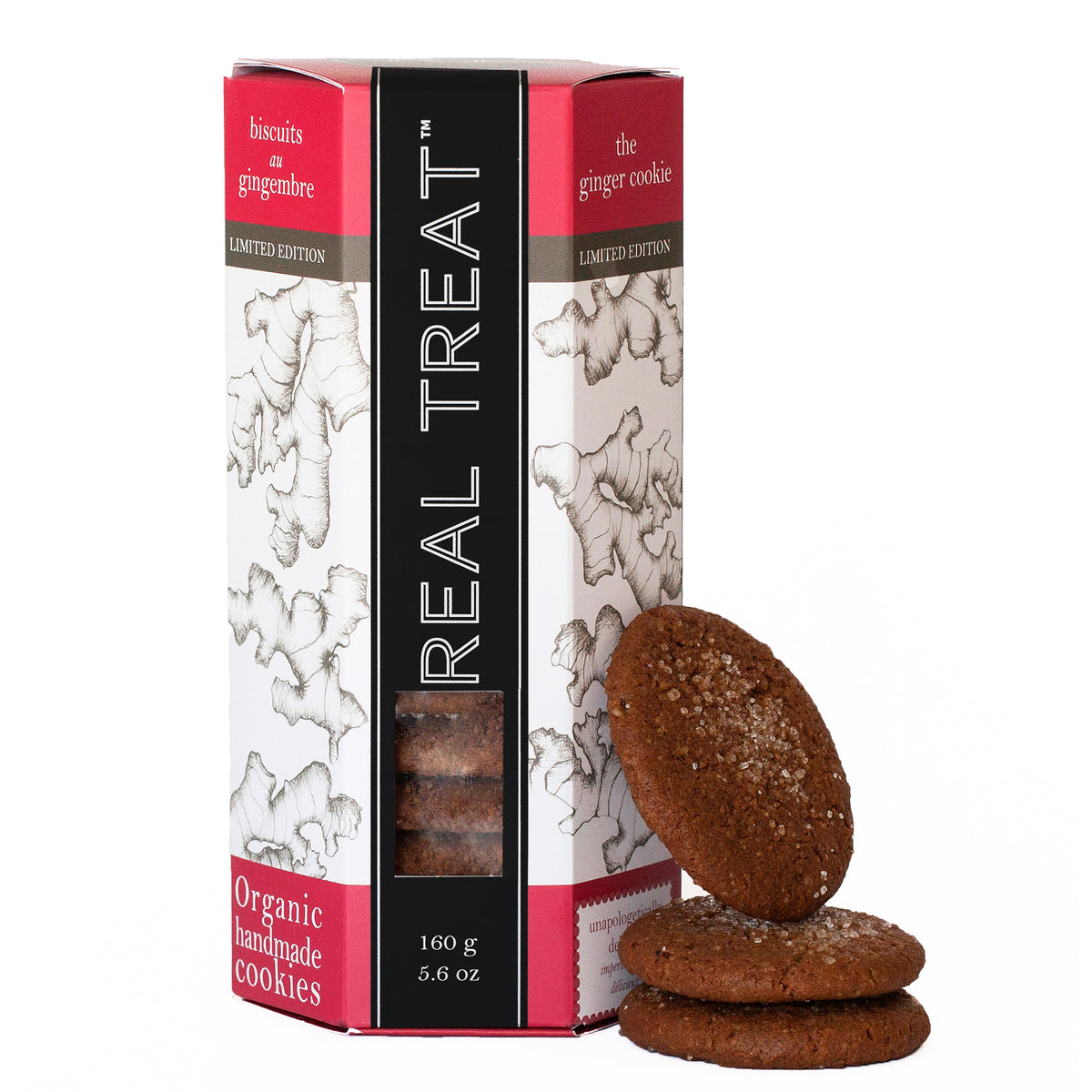 Limited Edition Real Treat Holiday Ginger Cookies in Top Shelf style packaging